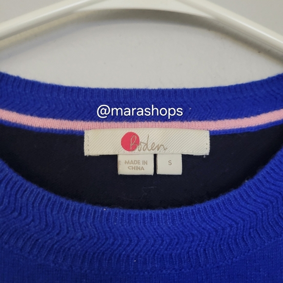 Boden Navy Chevron Cashmere Crew Neck Jumper Sweater - Picture 5 of 7